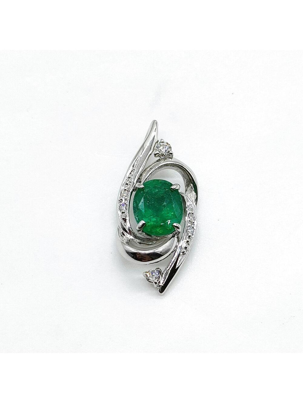 Jewelry Pendant Head Emerald 0.77ct Platinum 458310